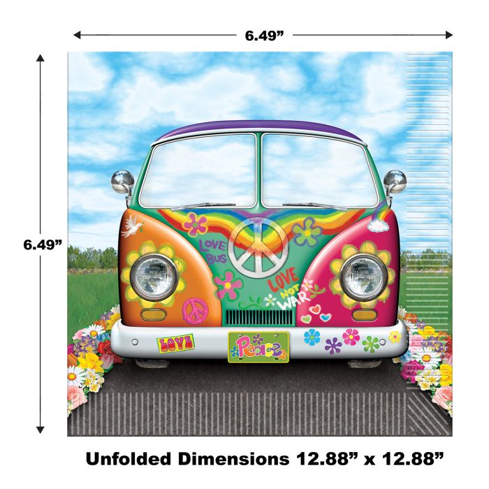 192 Pack Beistle Hippie Bus Luncheon Napkins