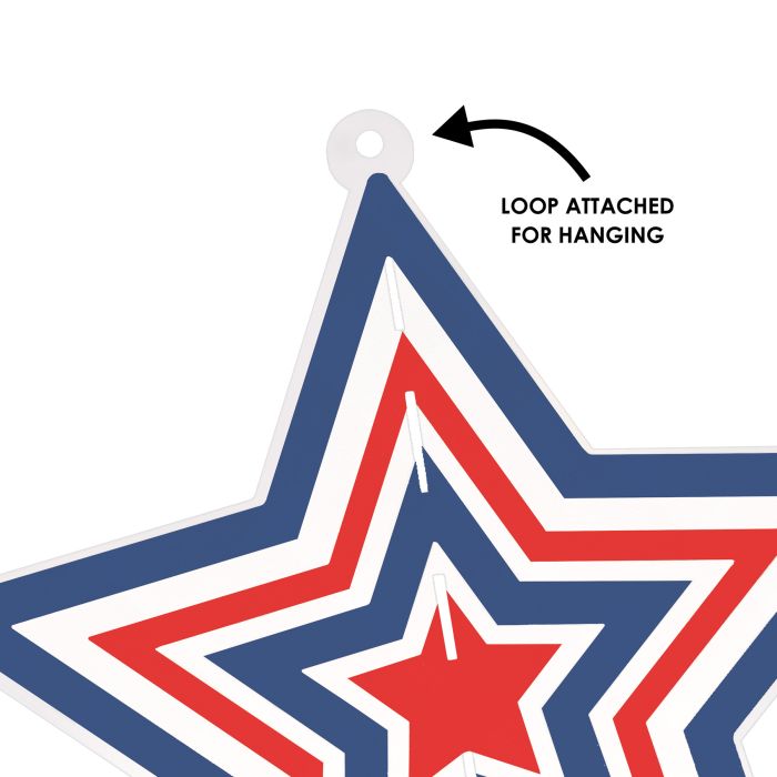 12 Pack Beistle Red, White and Blue 3-D Plastic Star Centerpiece