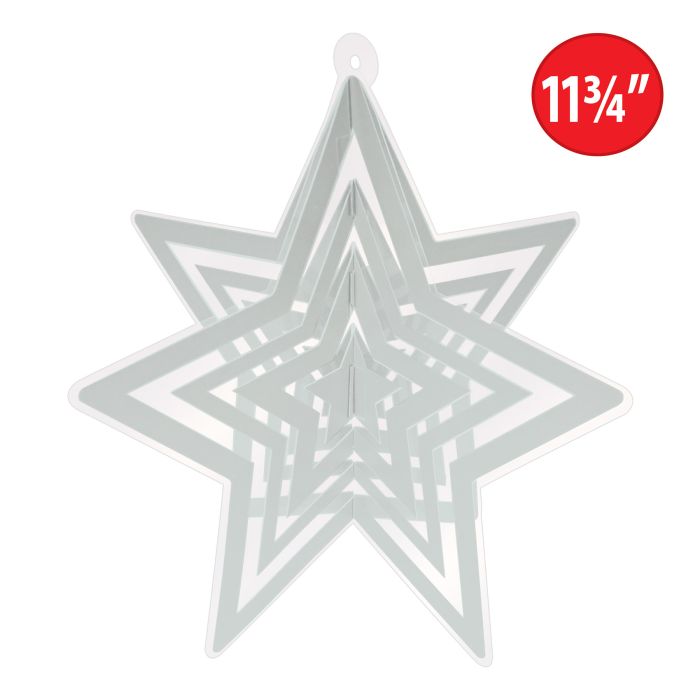 12 Pack Beistle Silver 3-D Plastic Star Centerpiece