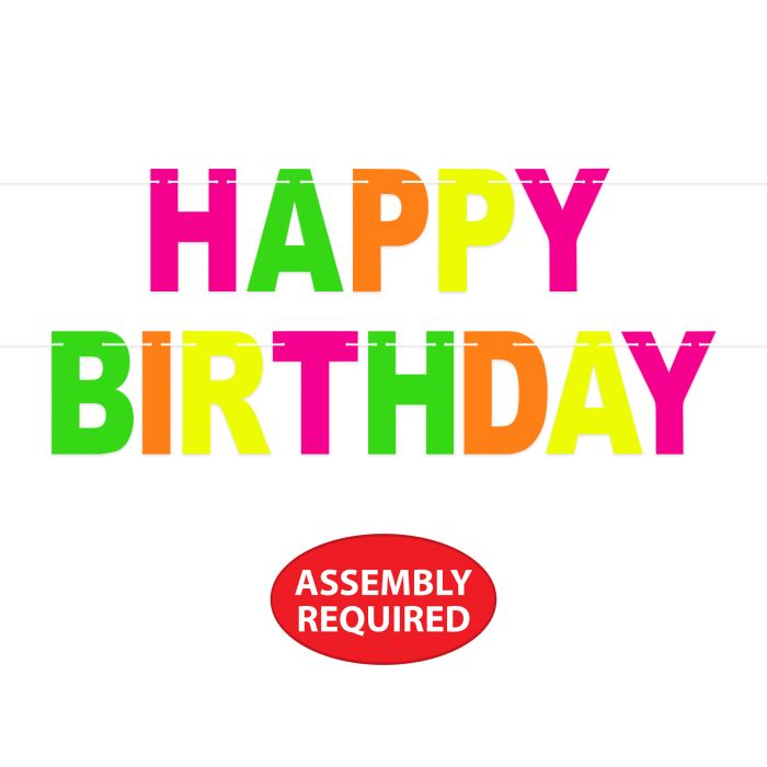 12 Pack Bulk Neon Happy Birthday Streamer