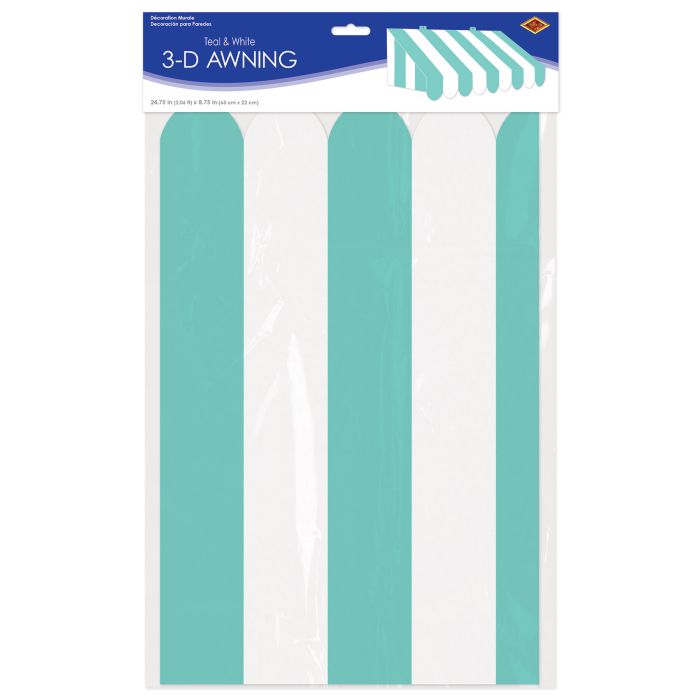 6 Pack Bulk 3-D Teal/White Awning Wall Decoration