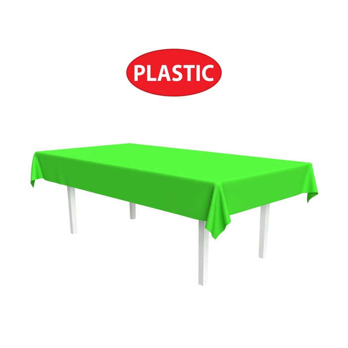 12 Pack Bulk Neon Lime Plastic Rectangular Tablecover