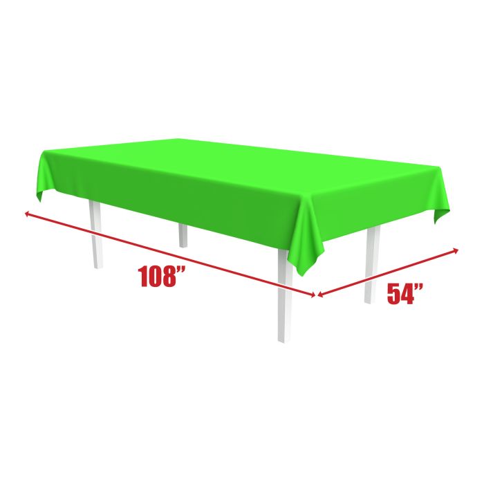 12 Pack Bulk Neon Lime Plastic Rectangular Tablecover