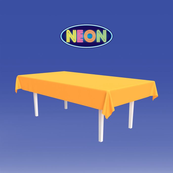 12 Pack Bulk Neon Orange Plastic Rectangular Tablecover