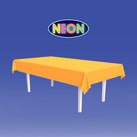 12 Pack Bulk Neon Orange Plastic Rectangular Tablecover