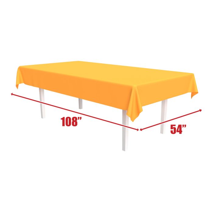 12 Pack Bulk Neon Orange Plastic Rectangular Tablecover
