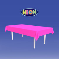 12 Pack Bulk Neon Pink Plastic Rectangular Tablecover