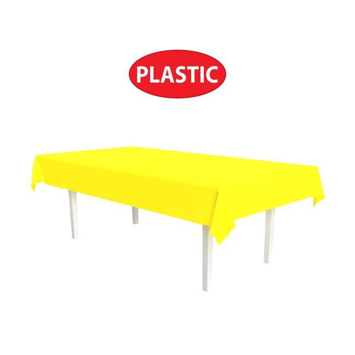 12 Pack Bulk Yellow Plastic Rectangular Tablecover