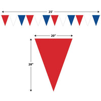 12 Pack Bulk Red, White/Blue Oversized Pennant Banner