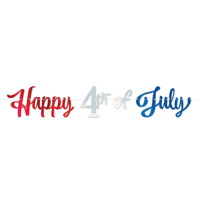 Foil Happy 4th Of July Streamer - Bulk 12 Pack