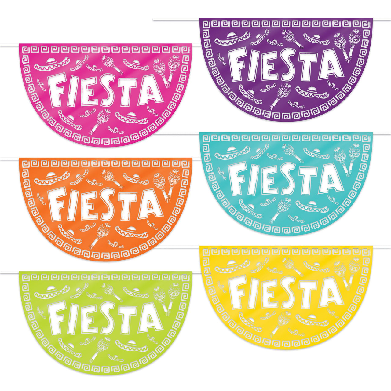 Fiesta Picado Style Plastic Buntings - Bulk/72 Buntings
