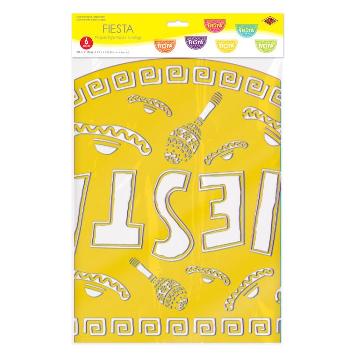 72 Piece Bulk Fiesta Picado Style Plastic Buntings