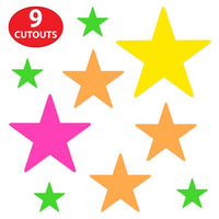 108 Pack Bulk Neon Star Cutout Decorations