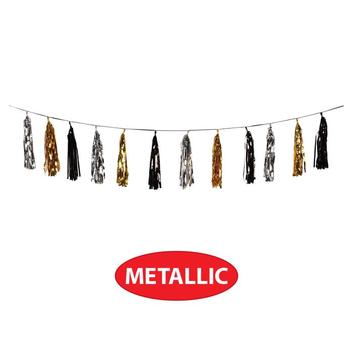 12 Pack Bulk Oversized Metallic Tassel Garland