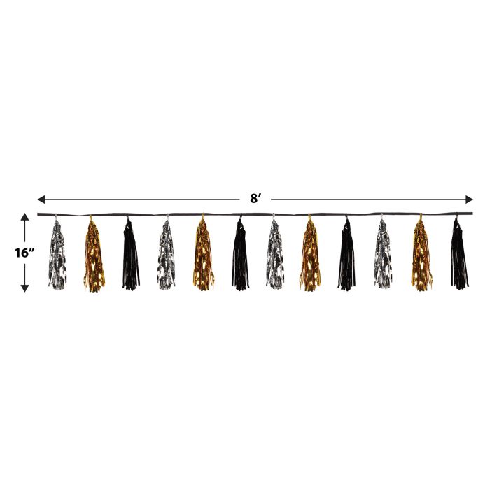 12 Pack Bulk Oversized Metallic Tassel Garland