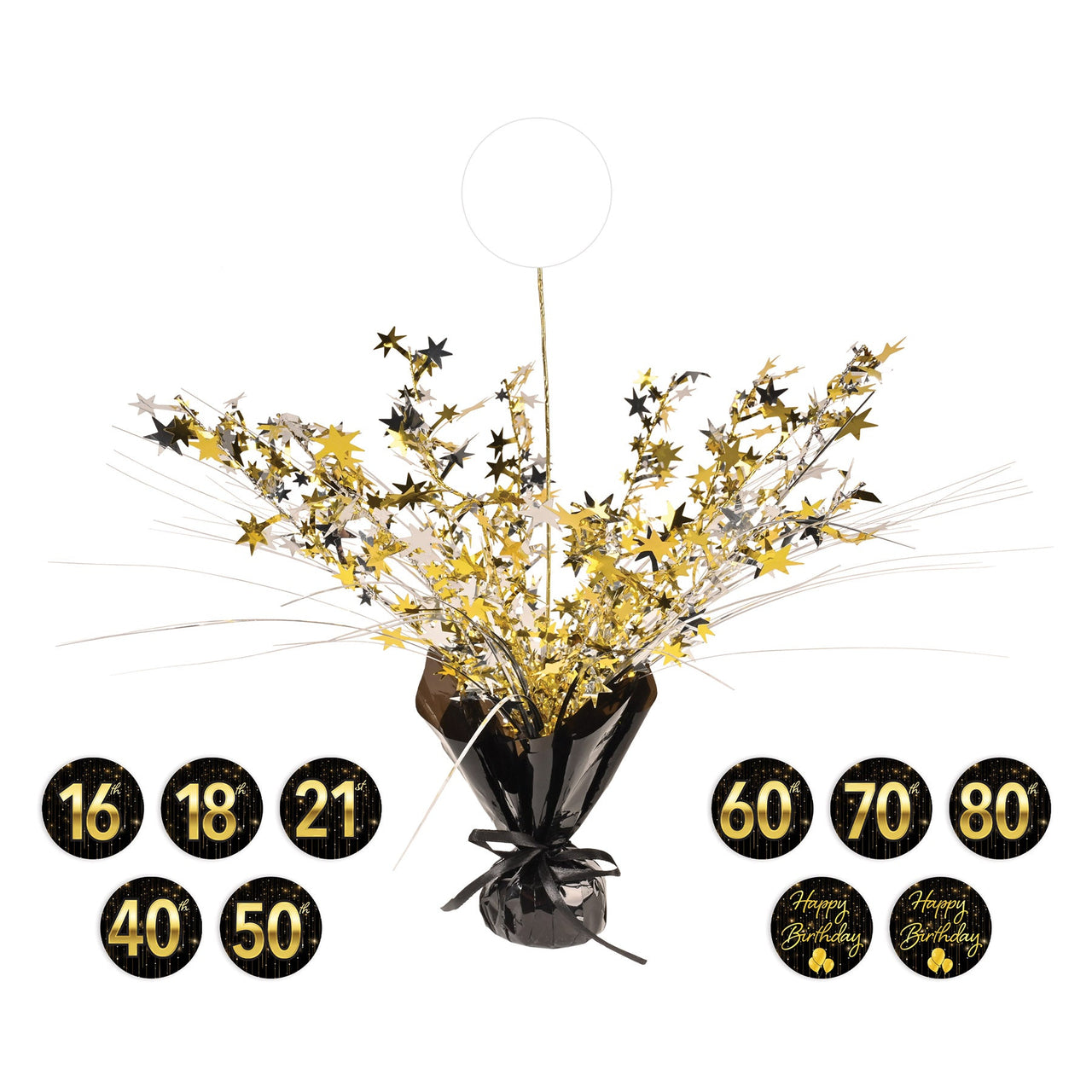 Happy Birthday Gleam 'N Spray Centerpiece - Bulk 12 Pack
