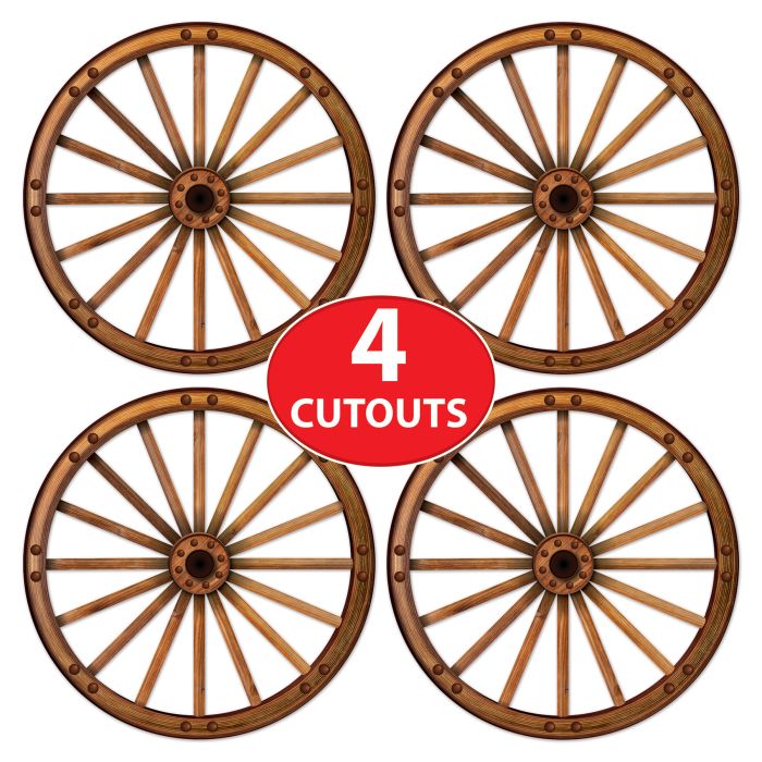 48 Pack Bulk Wagon Wheel Cutout Decorations