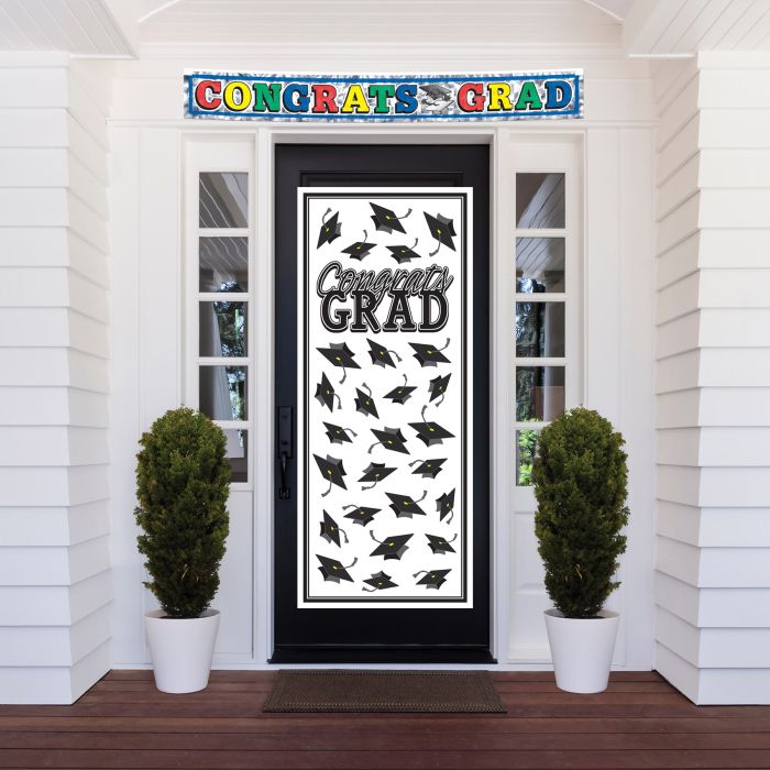 12 Pack Bulk Black Congrats Grad Door Cover