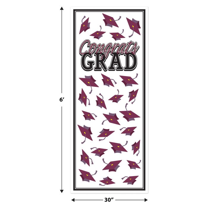 12 Pack Bulk Burgundy Congrats Grad Door Cover