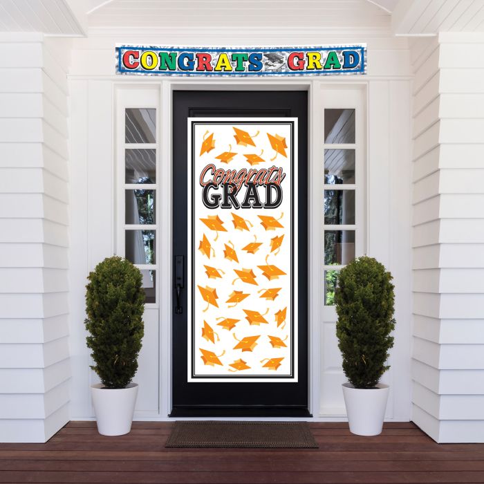 12 Pack Bulk Orange Congrats Grad Door Cover
