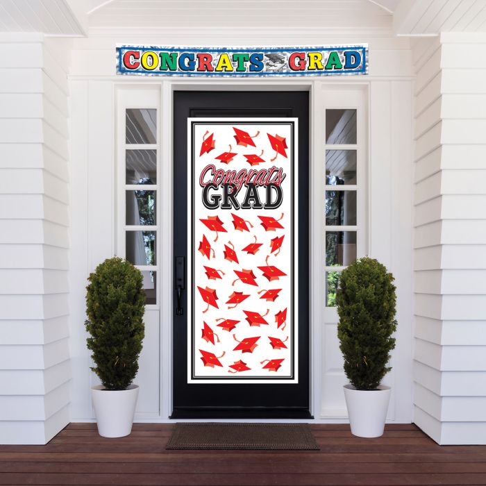 12 Pack Bulk Red Congrats Grad Door Cover