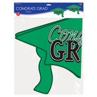 24 Pack Bulk Green Congrats Grad Cutout Decorations