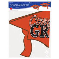 24 Pack Bulk Orange Congrats Grad Cutout Decorations