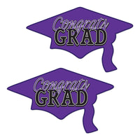 Purple Congrats Grad Cutout Decorations - Bulk 24 Pack