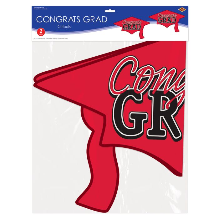 24 Pack Bulk Red Congrats Grad Cutout Decorations