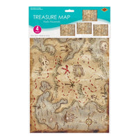 48 Pack Bulk Plastic Treasure Map Placemats