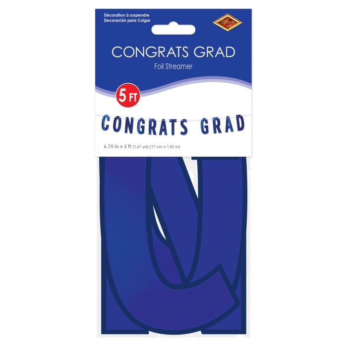 12 Pack Bulk Blue Foil Congrats Grad Streamer