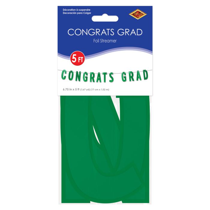 12 Pack Bulk Green Foil Congrats Grad Streamer
