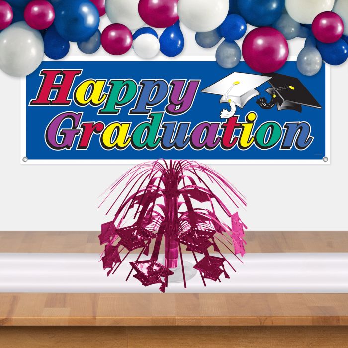 12 Pack Bulk Burgundy Grad Cap Mini Cascade Centerpiece