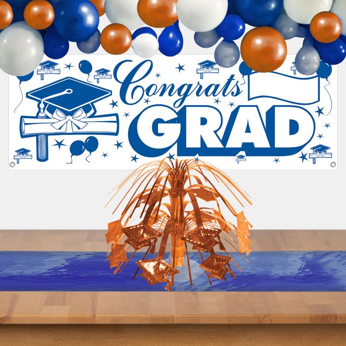 12 Pack Bulk Orange Grad Cap Mini Cascade Centerpiece