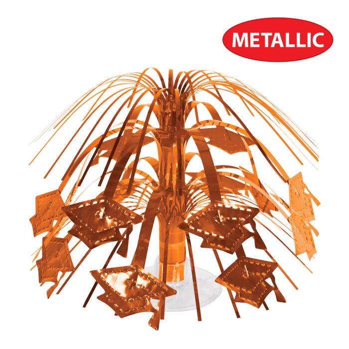 12 Pack Bulk Orange Grad Cap Mini Cascade Centerpiece