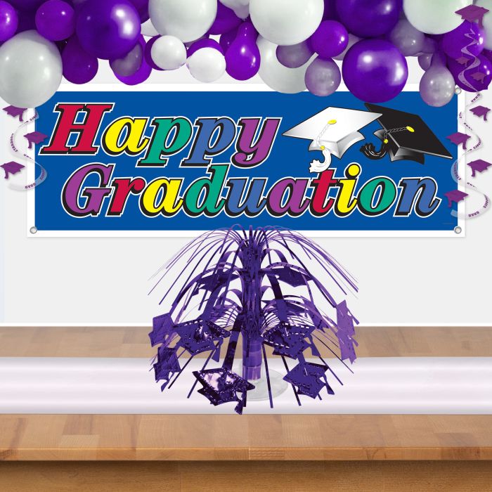 12 Pack Bulk Purple Grad Cap Mini Cascade Centerpiece