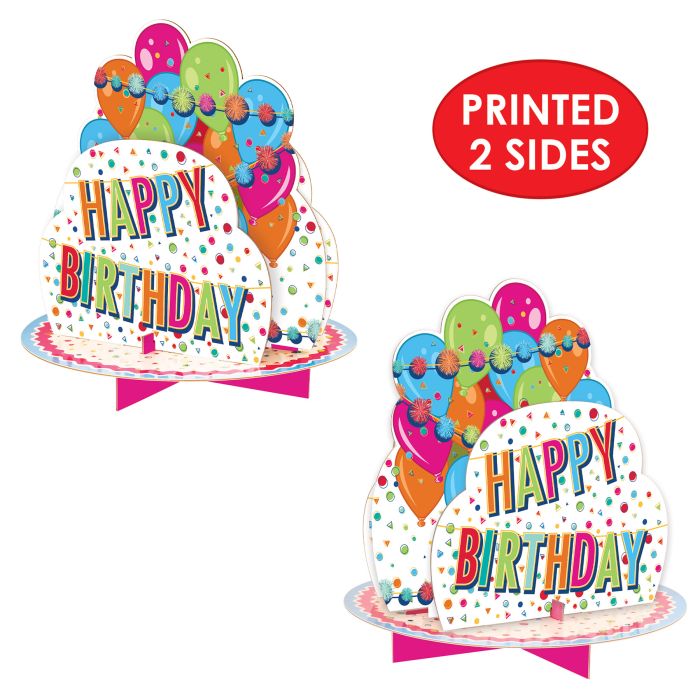 12 Pack Bulk 3-D Happy Birthday Centerpiece