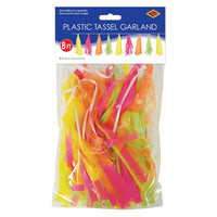 12 Pack Bulk Neon Plastic 8ft Tassel Garland