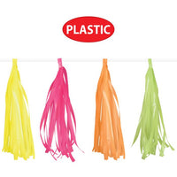 12 Pack Bulk Neon Plastic 8ft Tassel Garland