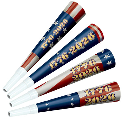 Semiquincentennial Patriotic Party Horns - 4 Pack