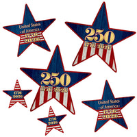 Semiquincentennial Star Cutouts - Assorted Sizes (6/Pkg)