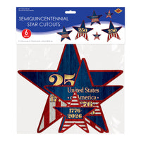 72 Pack Bulk Semiquincentennial Star Cutouts Assorted Sizes