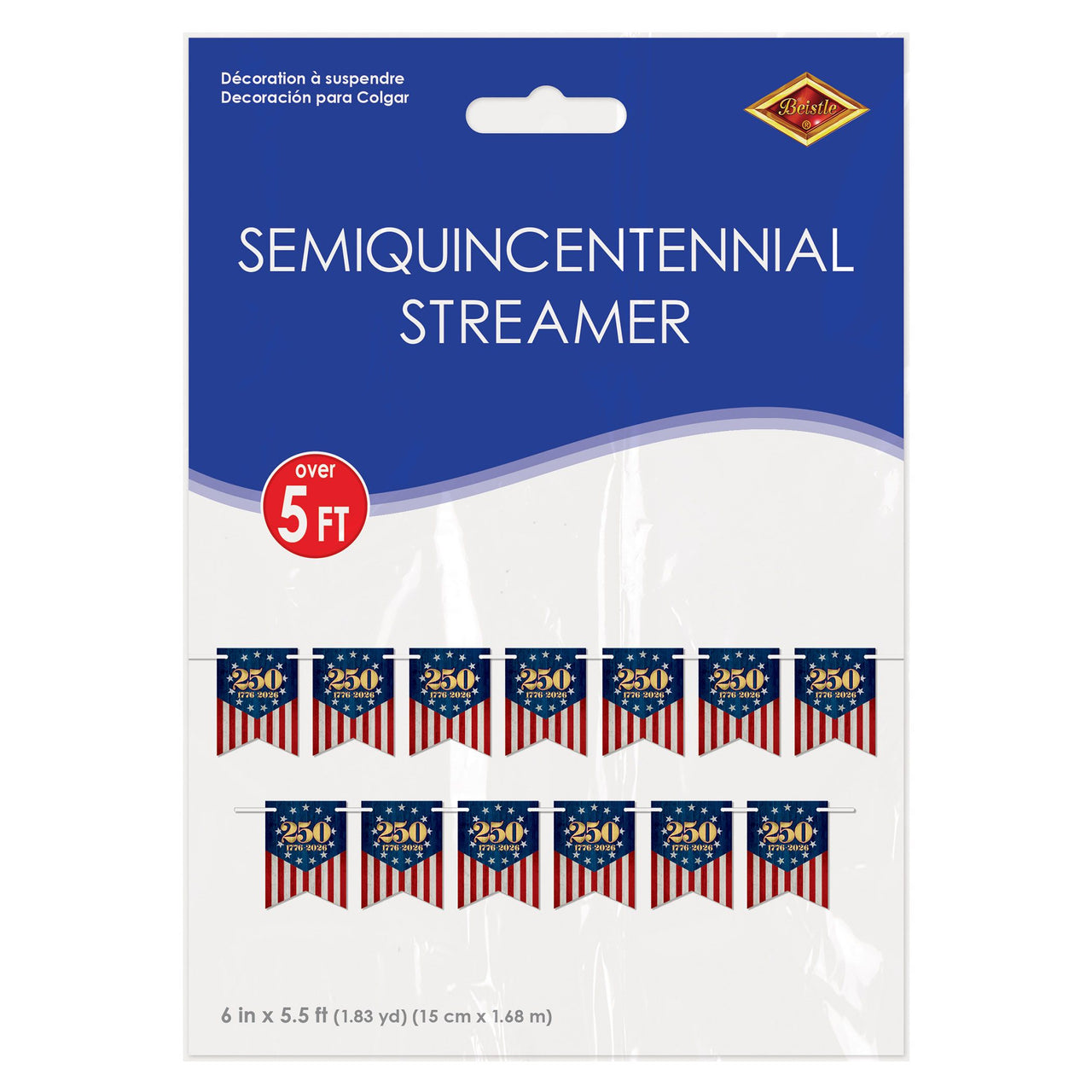 12 Pack Bulk Semiquincentennial Streamer Patriotic Banner Decoration