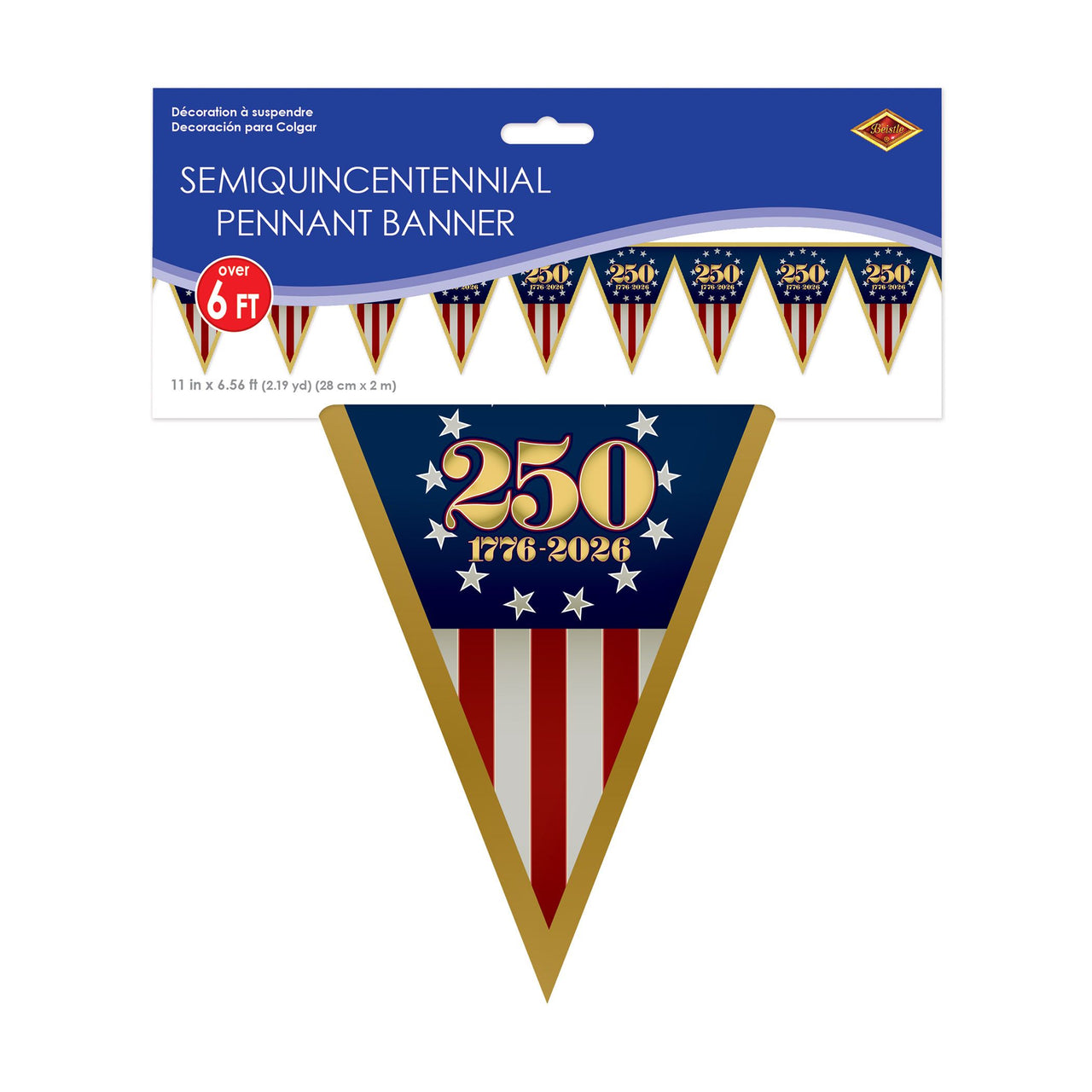 12 Pack Bulk Semiquincentennial Pennant Banner All-Weather Patriotic