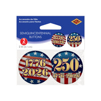 24 Pack Bulk Semiquincentennial Patriotic Buttons 2 Inch