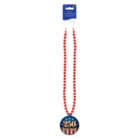12 Pack Bulk Semiquincentennial Patriotic Medallion Beads 33 Inch