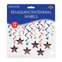 72 Pack Bulk Semiquincentennial Whirls Patriotic Hanging Decorations