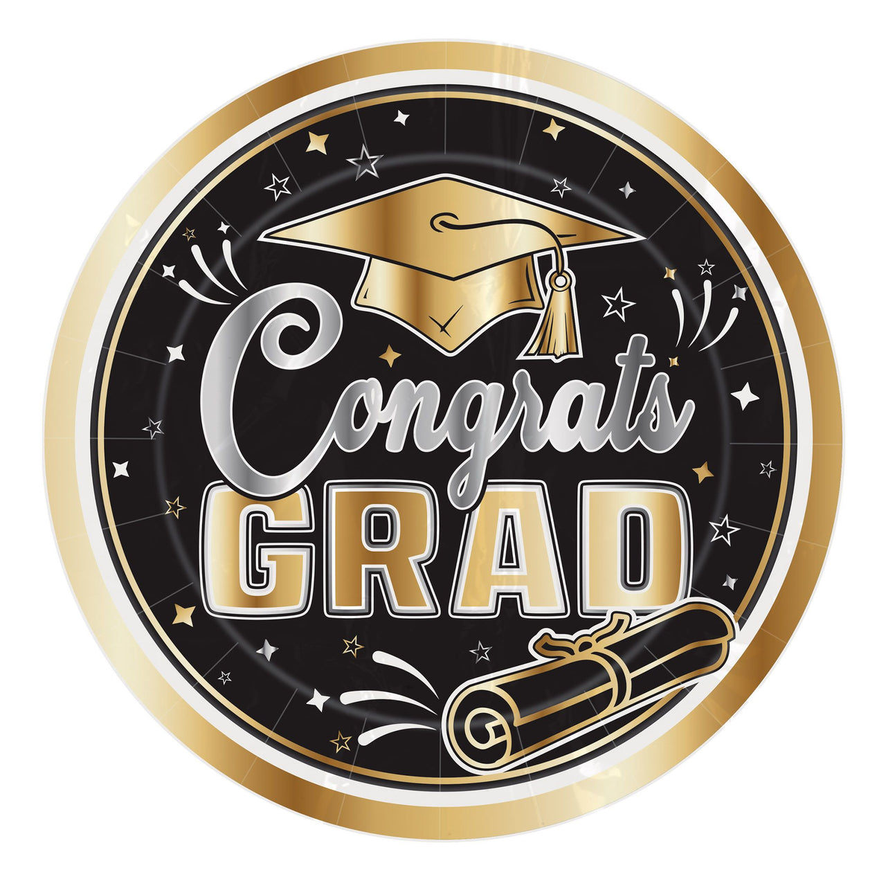 96 Pack Bulk Graduation Dinner Plates 9 Inch