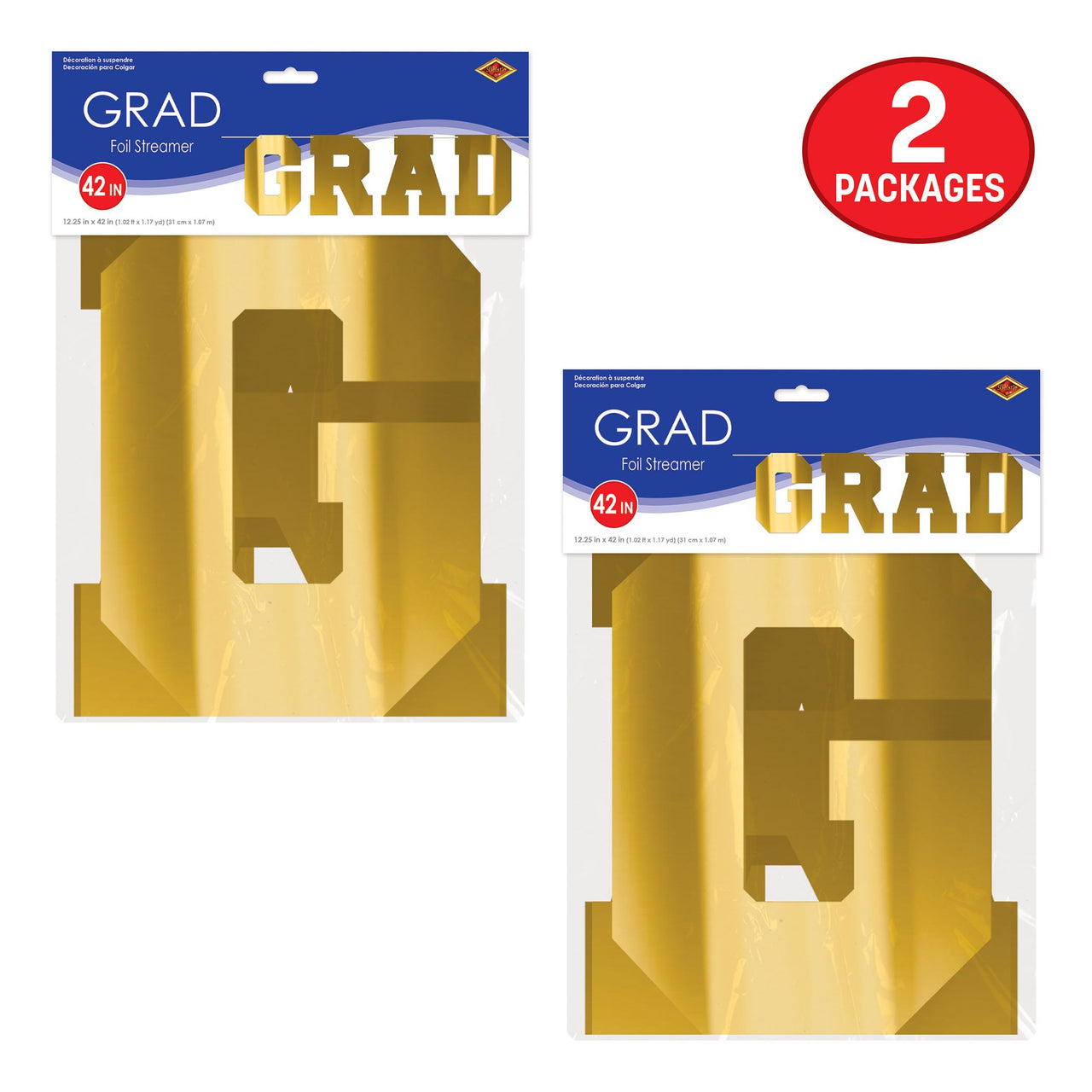 12 Pack Bulk Gold Foil Graduation Streamer Assembly Required