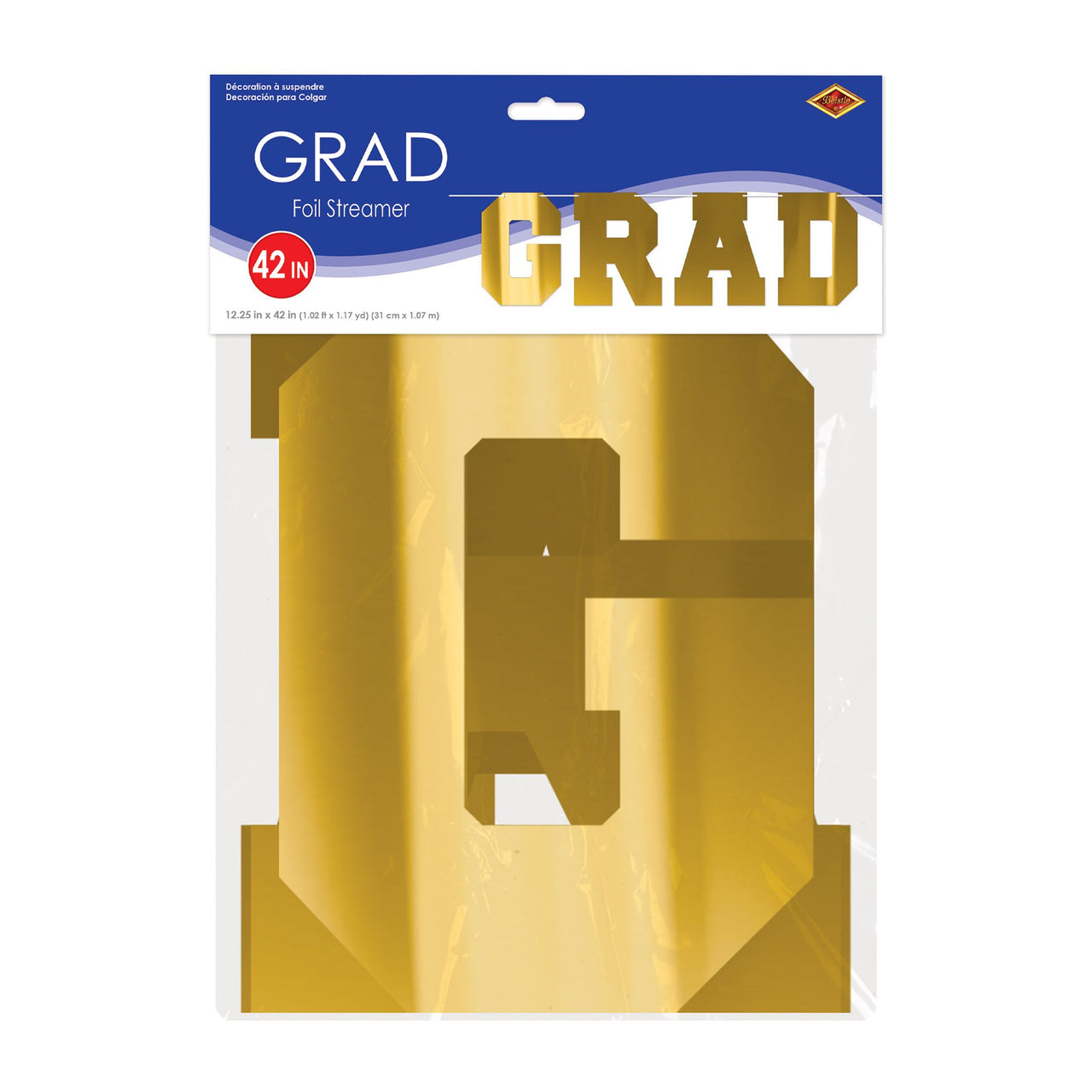 12 Pack Bulk Gold Foil Graduation Streamer Assembly Required